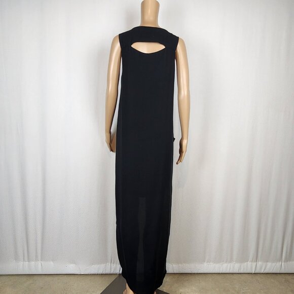 Black Tape Asymmetrical Maxi Dress Sheer Layer and Train Fairy Gala evening sz M - Picture 3 of 5